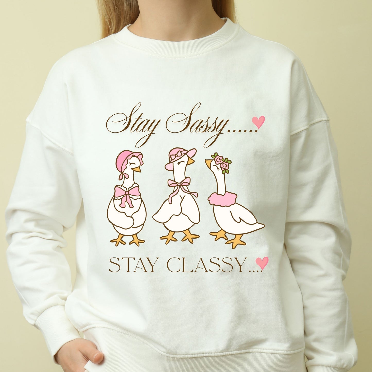 Stay Sassy Stay Classy Goose Sweatshirt – Cute Vintage Aesthetic Cozy Unisex Crewneck