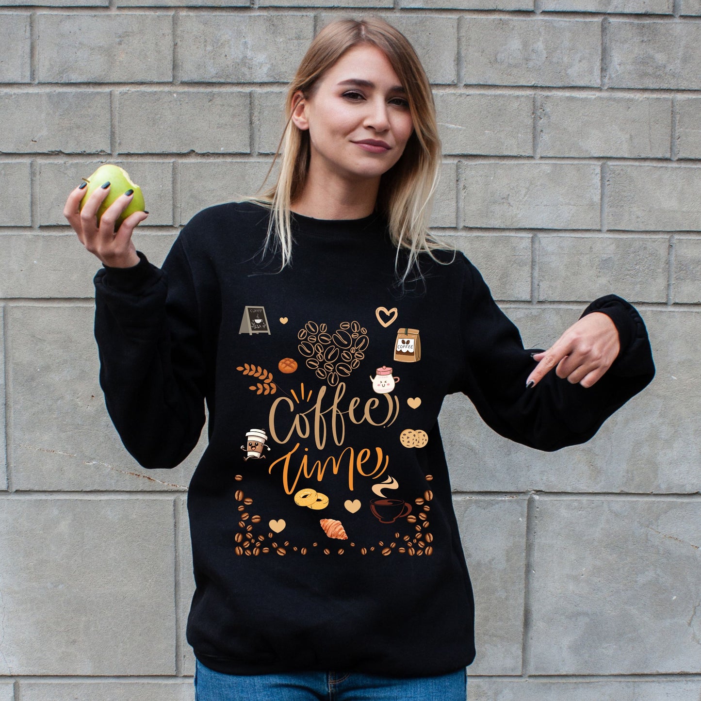 Coffee Time Sweatshirt – Cute Coffee Lover Cozy Unisex Crewneck