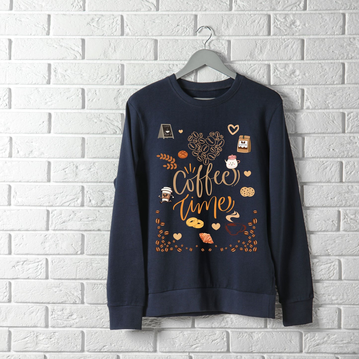 Coffee Time Sweatshirt – Cute Coffee Lover Cozy Unisex Crewneck