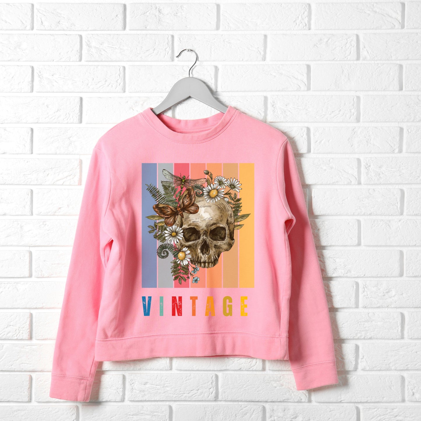 Vintage Skull & Butterfly Sweatshirt β Retro Aesthetic Floral Unisex Crewneck