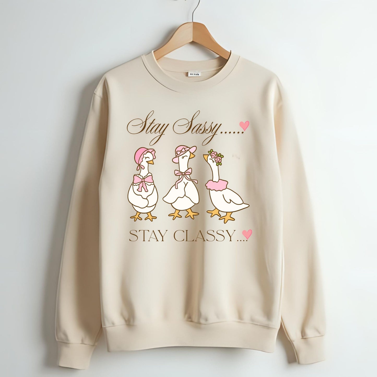 Stay Sassy Stay Classy Goose Sweatshirt – Cute Vintage Aesthetic Cozy Unisex Crewneck