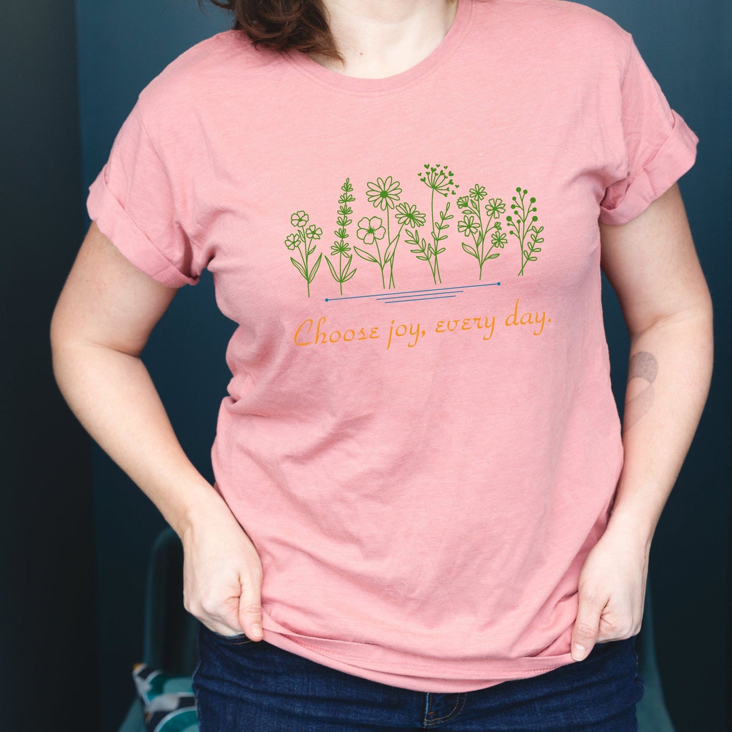 Choose Joy Every Day T-Shirt β Minimal Floral Positive Quote Unisex Tee