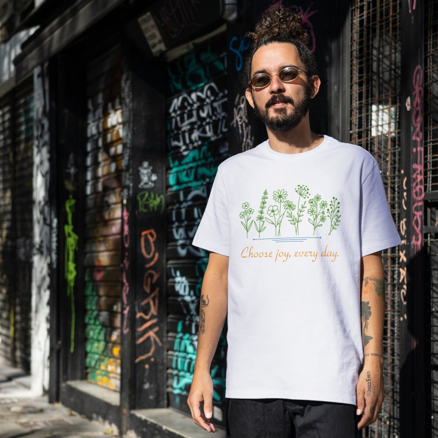 Choose Joy Every Day T-Shirt β Minimal Floral Positive Quote Unisex Tee