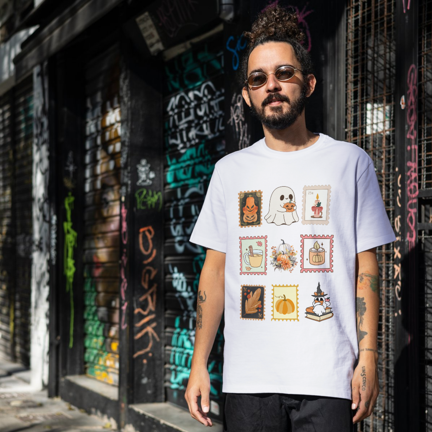 Unisex “Fall Vibes” T-Shirt | Soft Cotton Classic Tee with Cute Spooky Graphics & Stamp Design