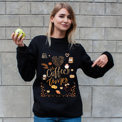 Coffee Time Sweatshirt – Cute Coffee Lover Cozy Unisex Crewneck