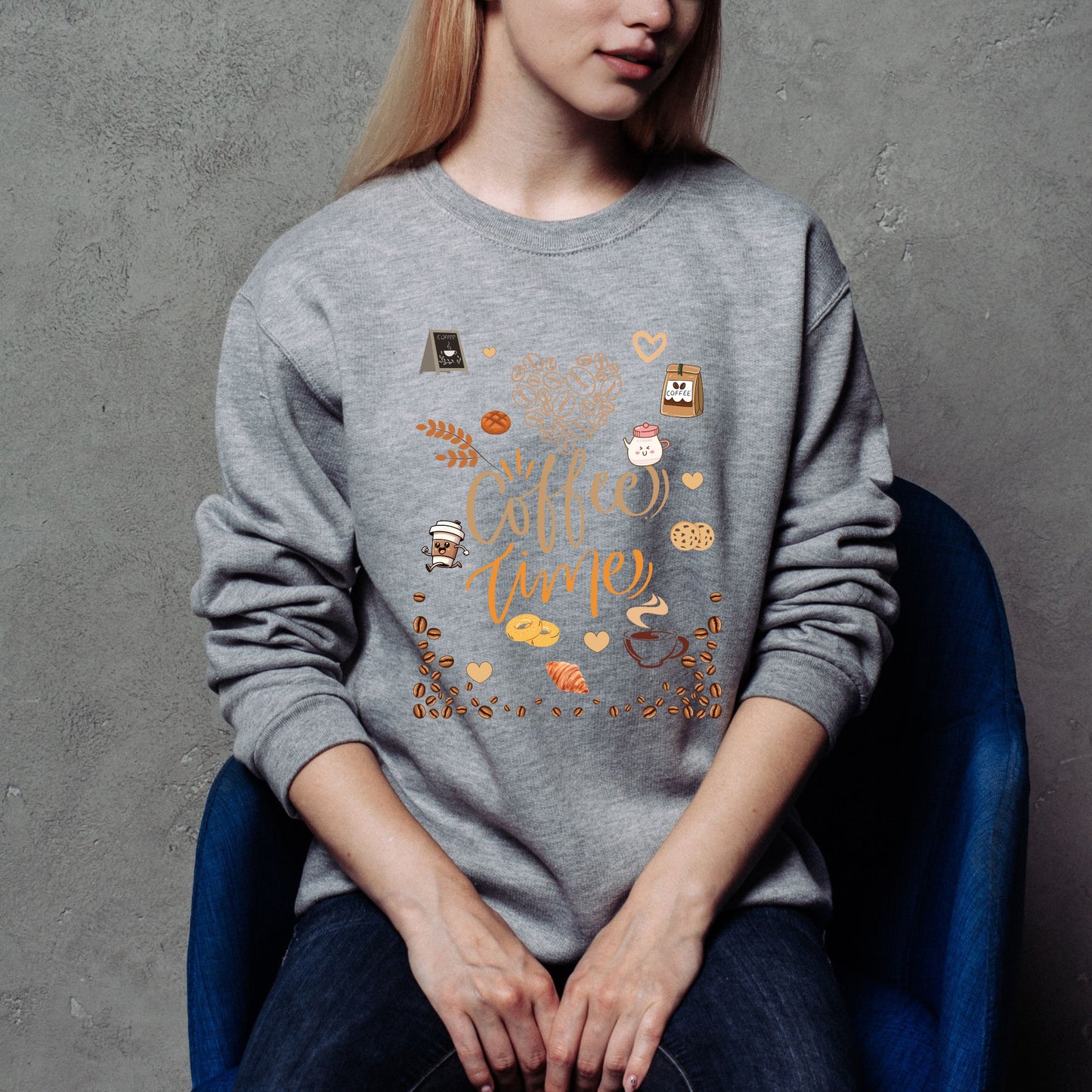Coffee Time Sweatshirt – Cute Coffee Lover Cozy Unisex Crewneck