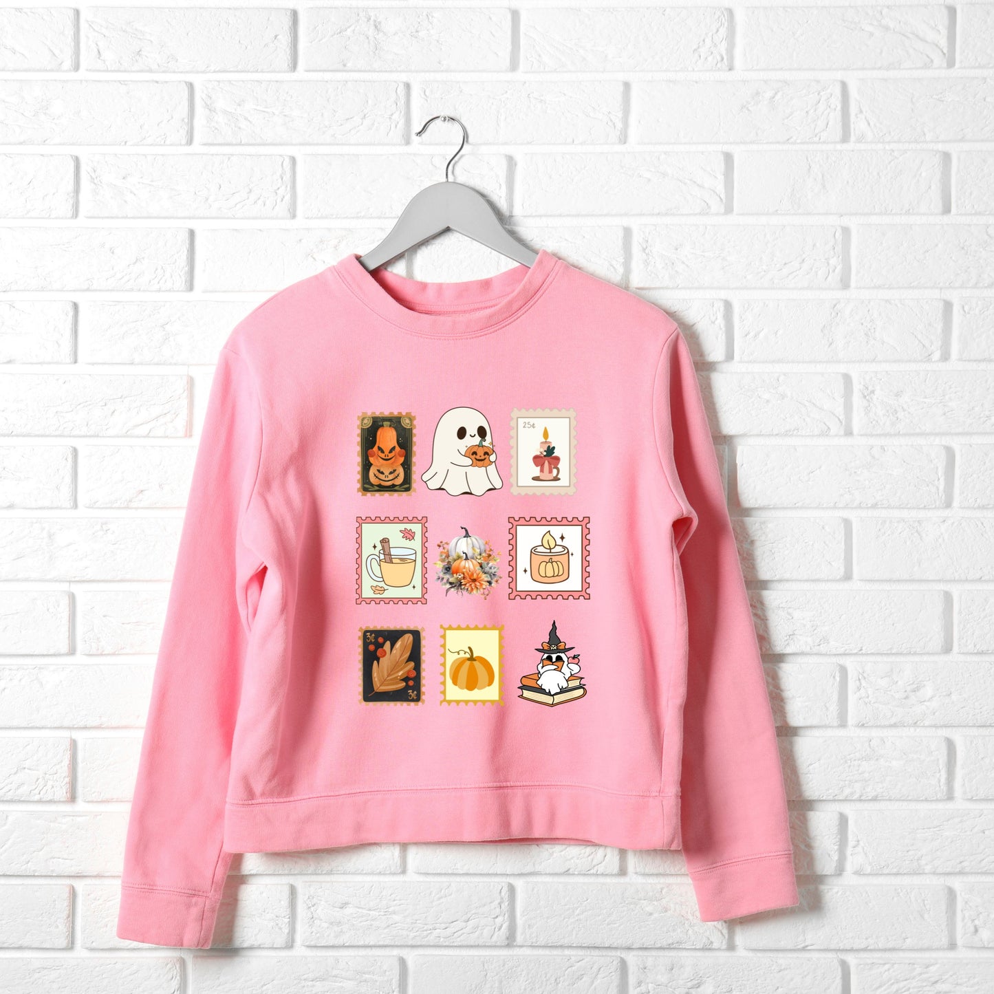 Spooky Fall Sweatshirt – Cute Ghost & Pumpkin Cozy Autumn Unisex Crewneck
