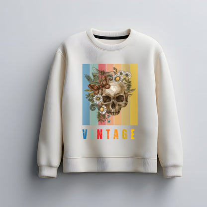Vintage Skull & Butterfly Sweatshirt – Retro Aesthetic Floral Unisex Crewneck