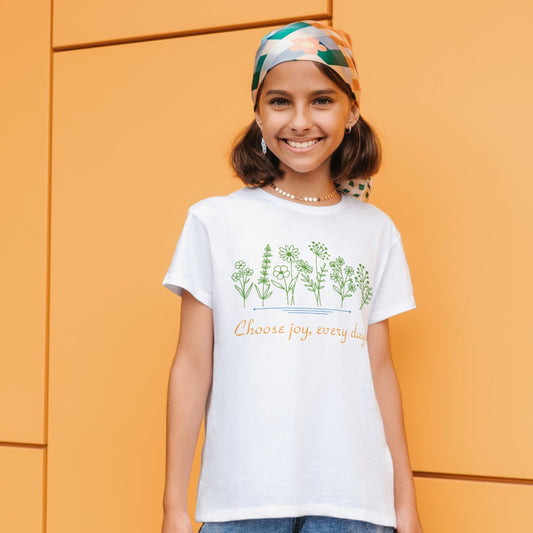 Choose Joy Every Day T-Shirt – Minimal Floral Positive Quote Unisex Tee