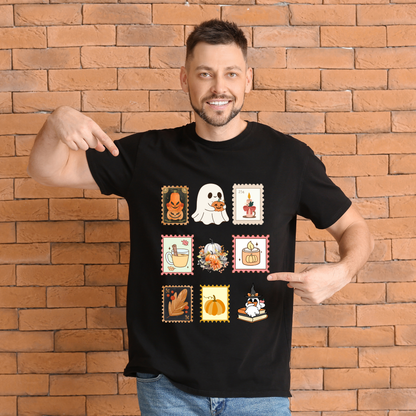 Unisex “Fall Vibes” T-Shirt | Soft Cotton Classic Tee with Cute Spooky Graphics & Stamp Design