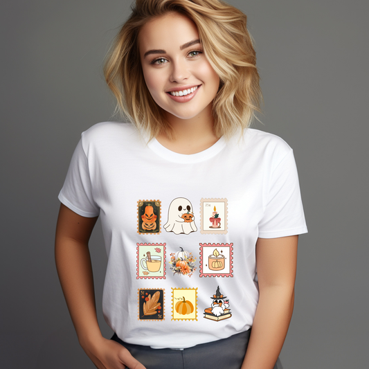 Unisex “Fall Vibes” T-Shirt | Soft Cotton Classic Tee with Cute Spooky Graphics & Stamp Design