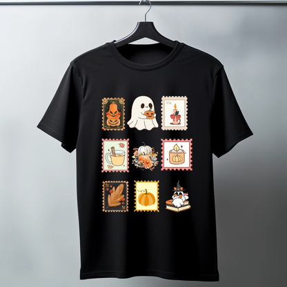 Unisex “Fall Vibes” T-Shirt | Soft Cotton Classic Tee with Cute Spooky Graphics & Stamp Design